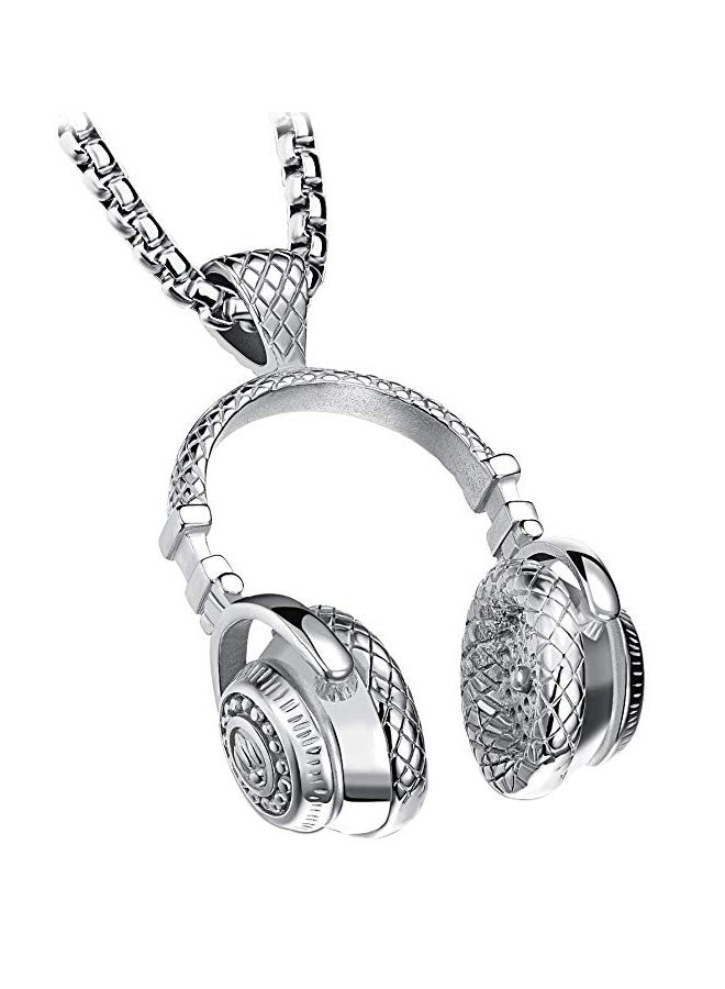 Stainless Steel Headphone Pendant Necklace